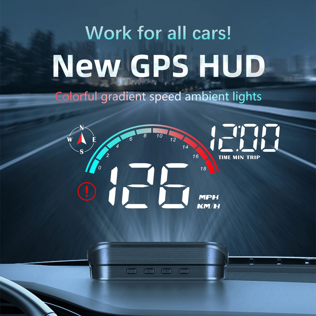 New M22 Car HUD Speedometer Monitor On Board Computer Windshield Projector GPS+Beidou Head Up Display Digital GPS Speedometer