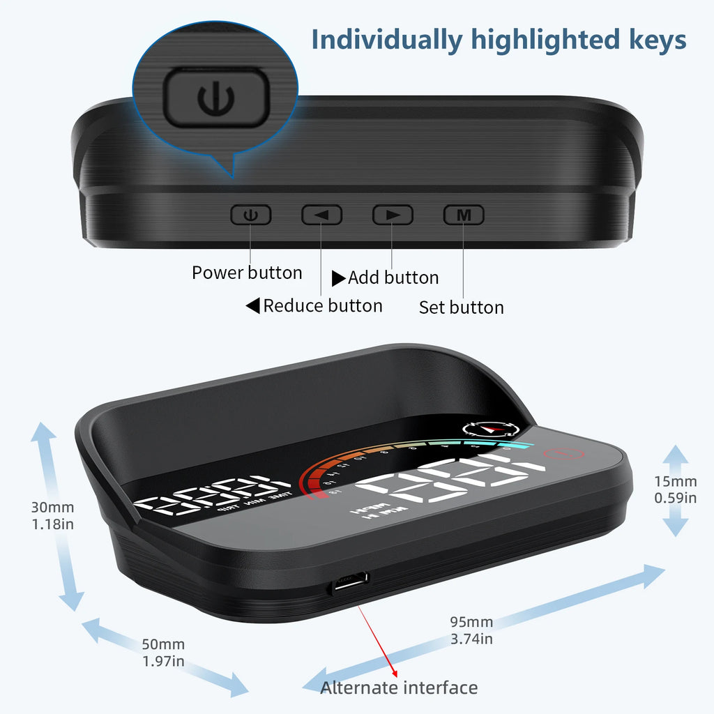 New M22 Car HUD Speedometer Monitor On Board Computer Windshield Projector GPS+Beidou Head Up Display Digital GPS Speedometer