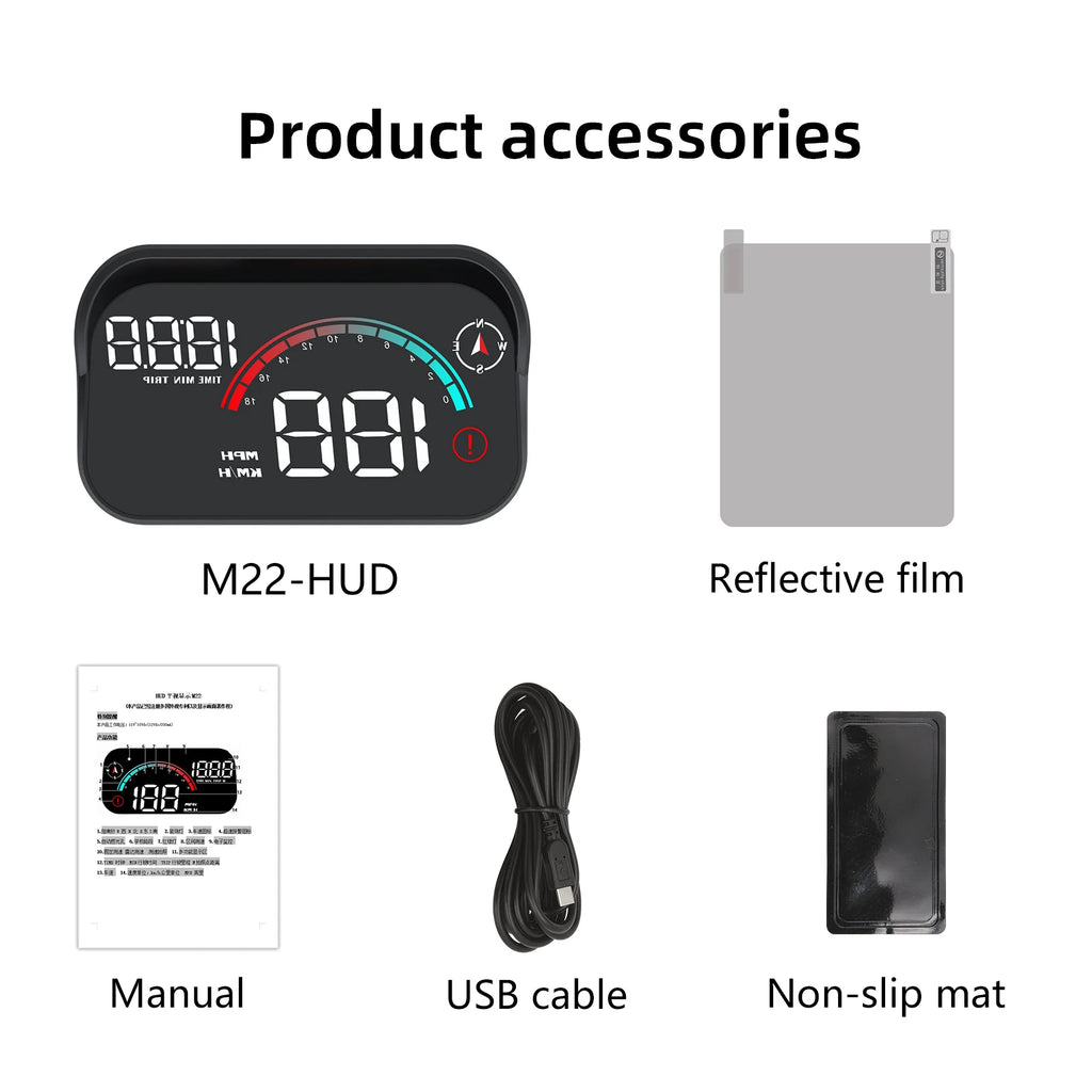 New M22 Car HUD Speedometer Monitor On Board Computer Windshield Projector GPS+Beidou Head Up Display Digital GPS Speedometer