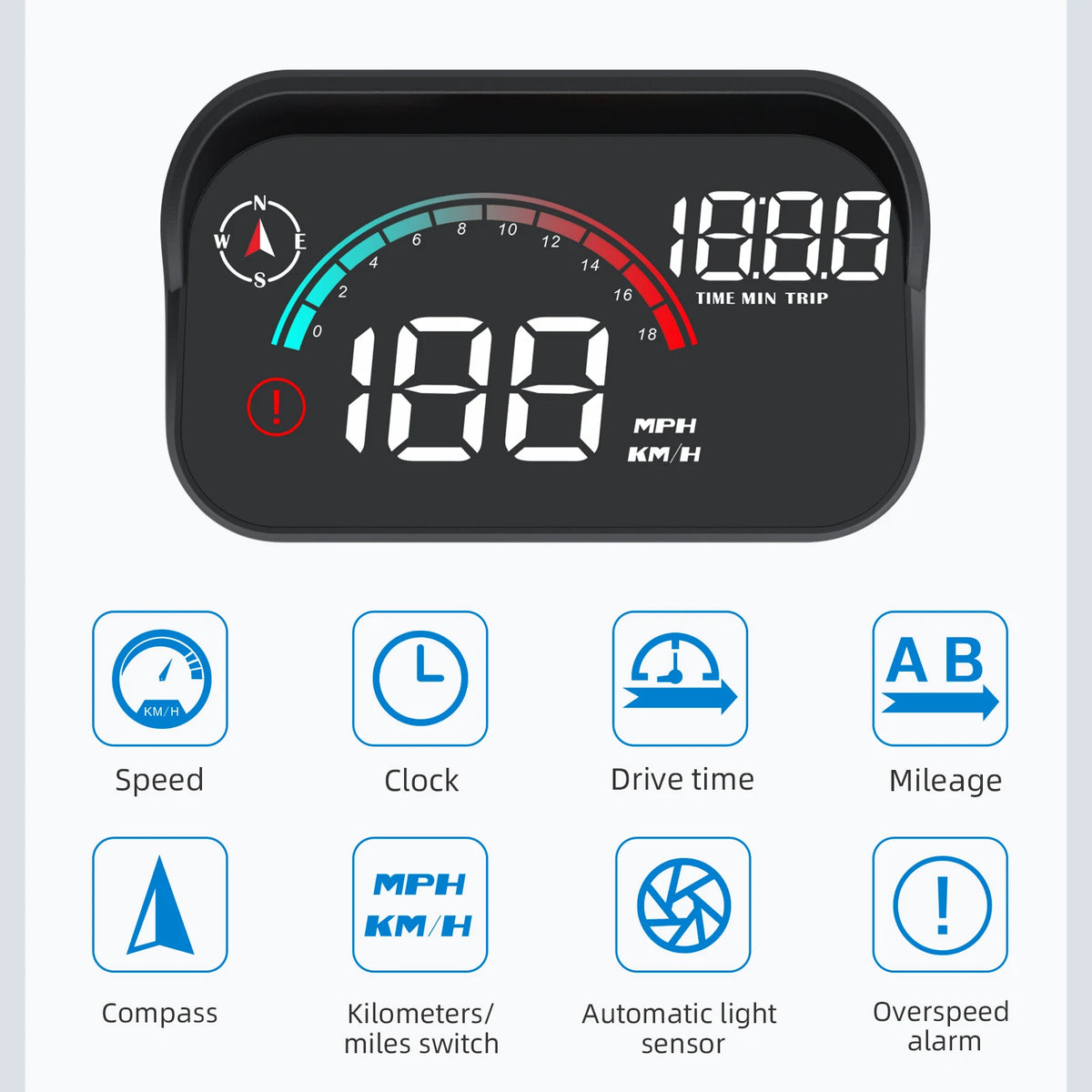 New M22 Car HUD Speedometer Monitor On Board Computer Windshield Projector GPS+Beidou Head Up Display Digital GPS Speedometer